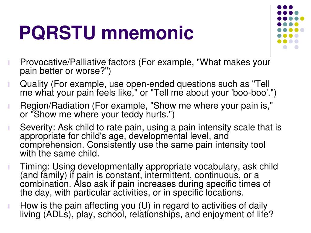 2 Pqrst Mnemonic For Assessment Of Pain Download Scientific Diagram 2 Pqrst Mnemonic For Assessment Of Pain Download Scientific Diagram