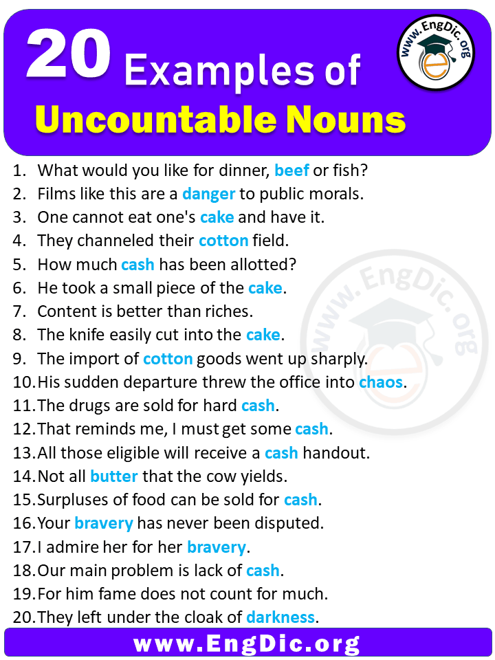 20 Examples Of Uncountable Nouns In Sentences Englishteachoo 20 Examples Of Uncountable Nouns In Sentences Englishteachoo