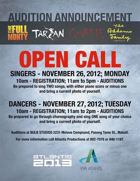Audition Announcement Open Call Auditions For