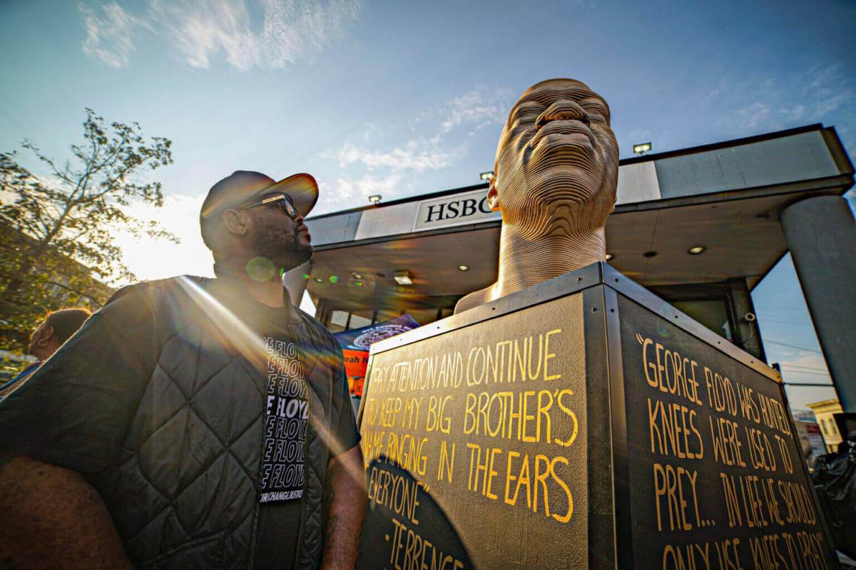Bust Of George Floyd Unveiled Again In Flatbush Brooklyn After Spray Bust Of George Floyd Unveiled Again In Flatbush Brooklyn After Spray