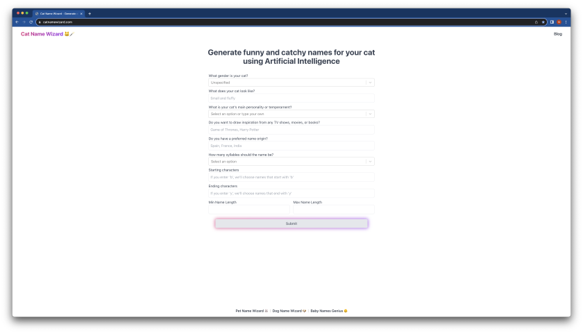 Cat Name Wizard Generate Cat Names For Free Using Ai Cat Name Wizard Generate Cat Names For Free Using Ai