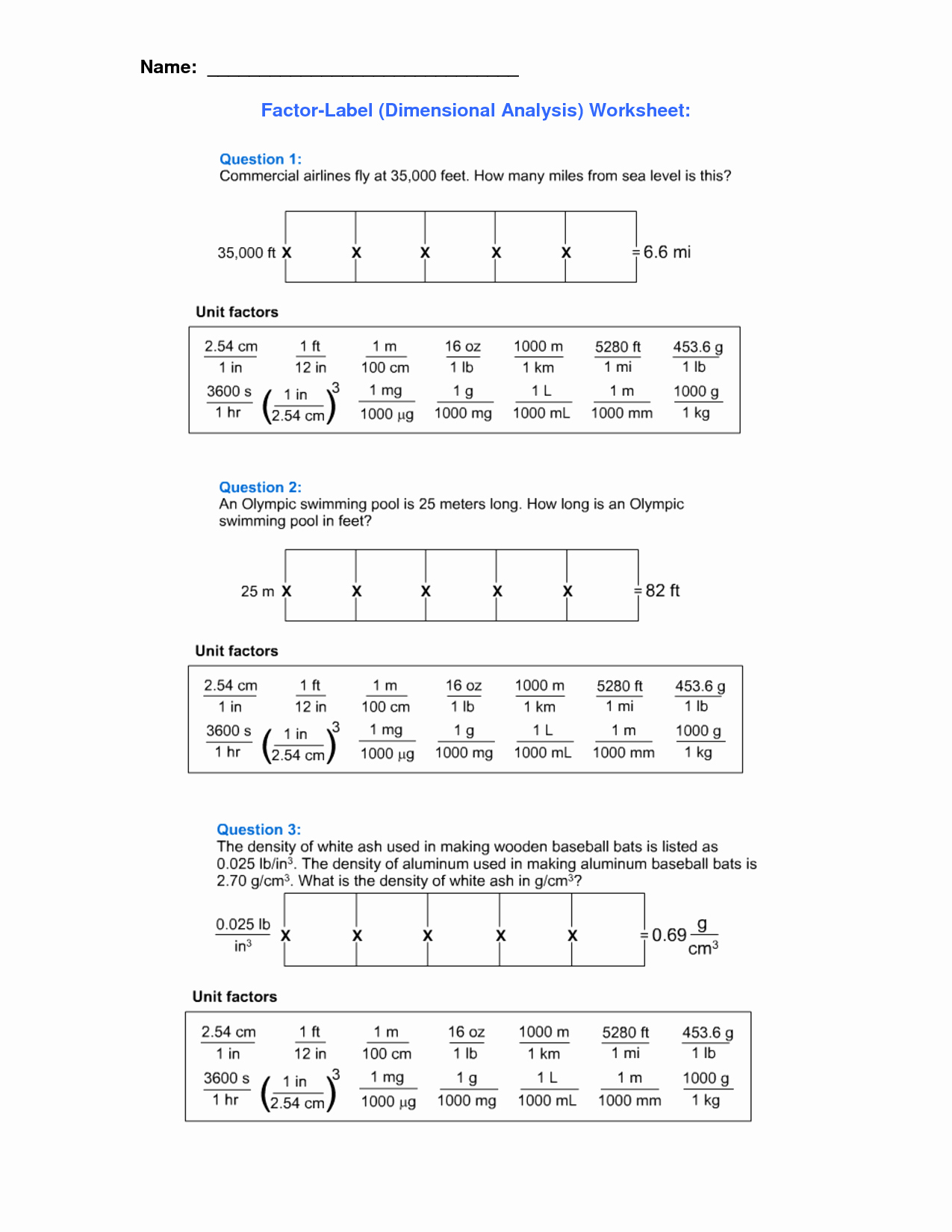 Chemistry Conversion Factors Worksheet Chemistry Conversion Factors Worksheet