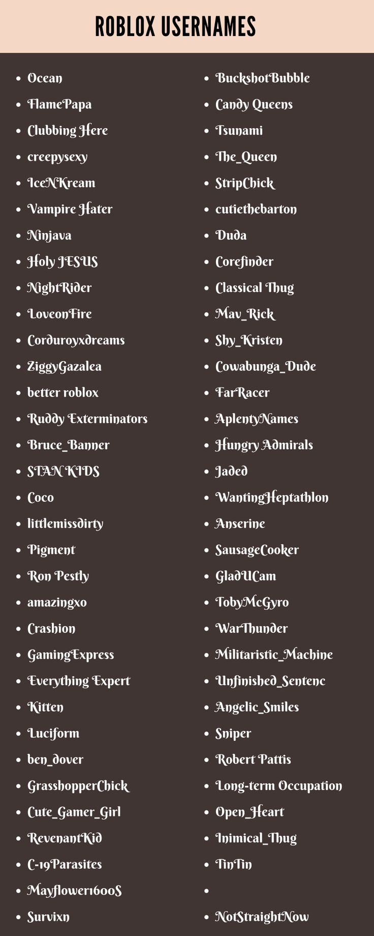 Creative Ideas For Cute Roblox Usernames For Girls Creative Ideas For Cute Roblox Usernames For Girls