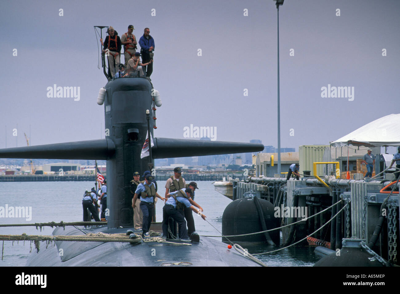 Dallas Class Attack Sub Pulling Into Dock Us Navy Submarine Base San Dallas Class Attack Sub Pulling Into Dock Us Navy Submarine Base San