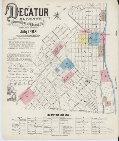 Decatur Alabama 1888 Old Map Alabama Fire Insurance Index Old Maps