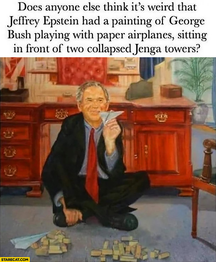 Did Epstein Own Painting Of G W Bush Playing With Paper Planes In Did Epstein Own Painting Of G W Bush Playing With Paper Planes In
