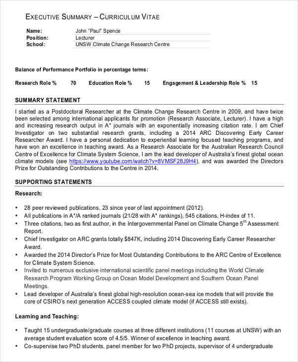 Executive Summaries Examples