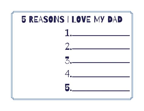 Father S Day Gift 5 Reasons I Love Dad Instant Download Etsy