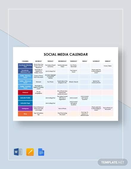 Free 19 Social Media Calendar Templates In Google Docs Ms Word