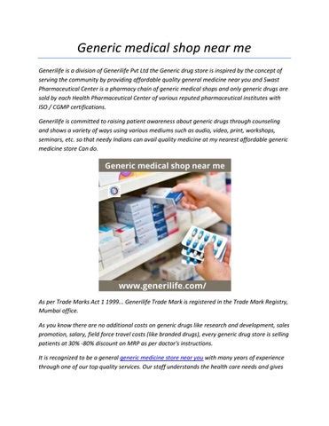 Generic Medical Near Me By Generic Medicine Issuu