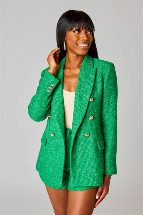 Green Tweed Blazer Morgan Rae Boutique