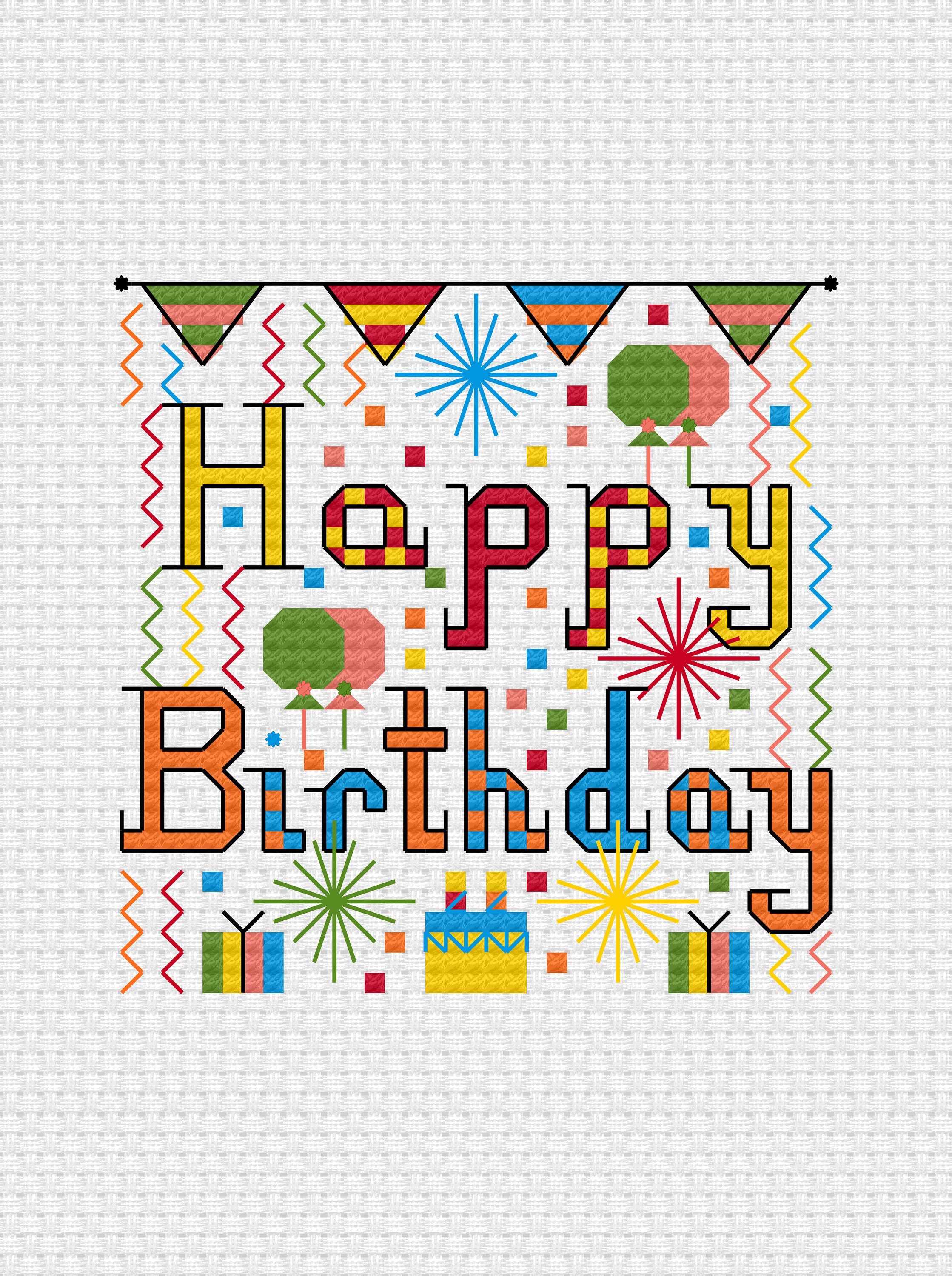 Happy Birthday Cross Stitch Digital Pattern Pdf Digital Chart Pdf Happy Birthday Cross Stitch Digital Pattern Pdf Digital Chart Pdf