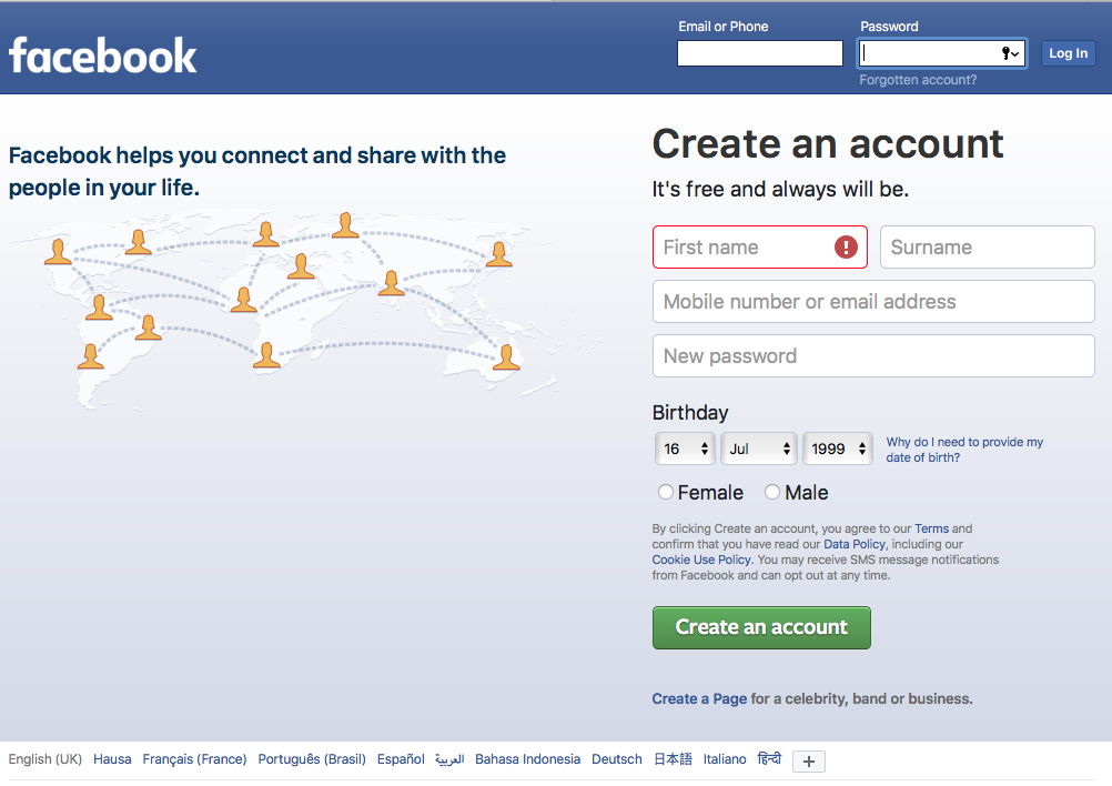 How Can I Create A New Account In Facebook