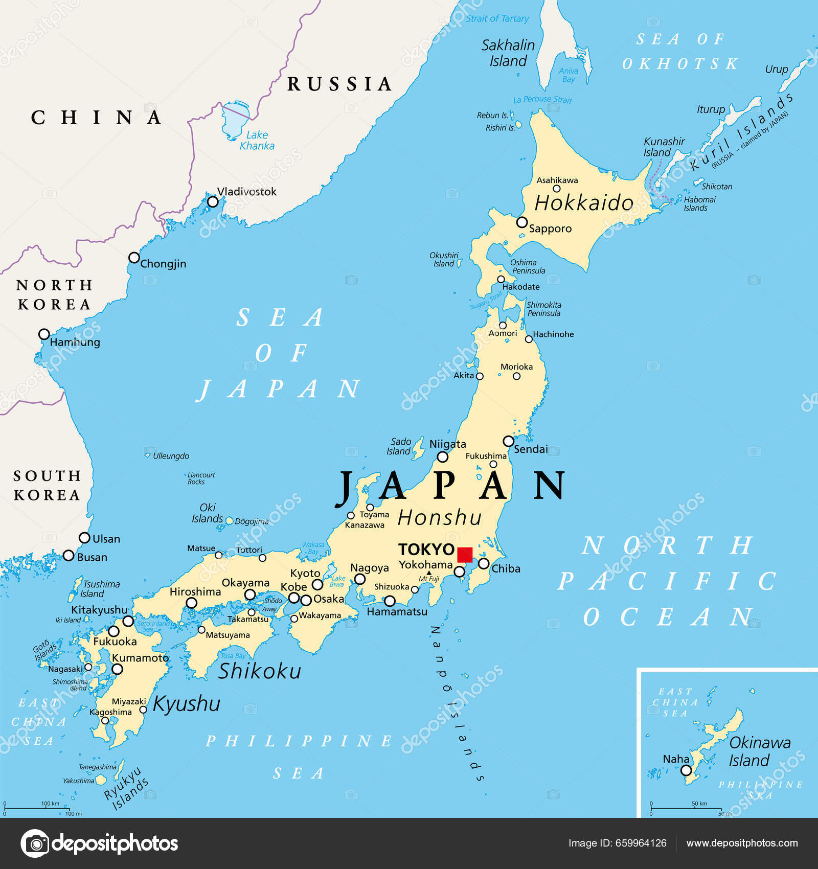 Japan Political Map Main Islands Honshu Hokkaido Kyushu Shikoku And Japan Political Map Main Islands Honshu Hokkaido Kyushu Shikoku And