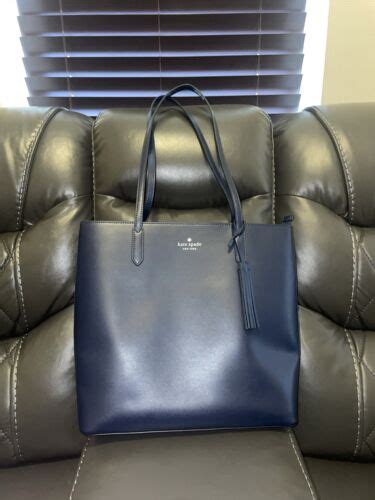 Kate Spade Navy Blue Pebbled Leather Top Zip Tote Handbag Ebay Kate Spade Navy Blue Pebbled Leather Top Zip Tote Handbag Ebay