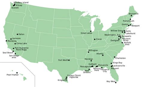 Map Of Naval Bases In Us