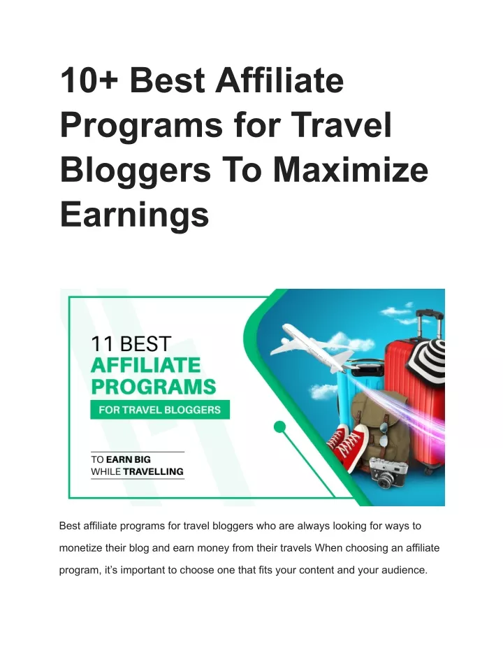 Ppt 10 Best Affiliate Programs For Travel Bloggers To Maximize Ppt 10 Best Affiliate Programs For Travel Bloggers To Maximize