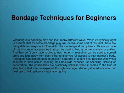 Ppt Bondage Techniques For Beginners Powerpoint Presentation Free