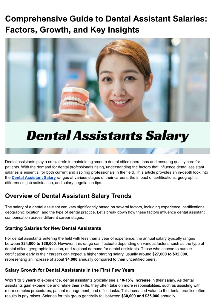 Ppt Comprehensive Guide To Dental Assistant Salaries Factors Growth Ppt Comprehensive Guide To Dental Assistant Salaries Factors Growth