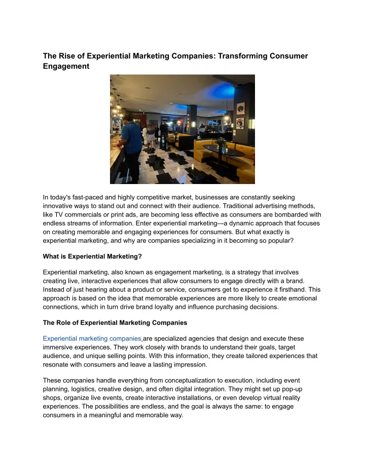 Ppt The Rise Of Experiential Marketing Companies Transforming Ppt The Rise Of Experiential Marketing Companies Transforming