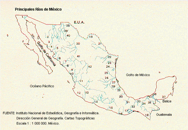 Rivers In Mexico Map Rivers In Mexico Map