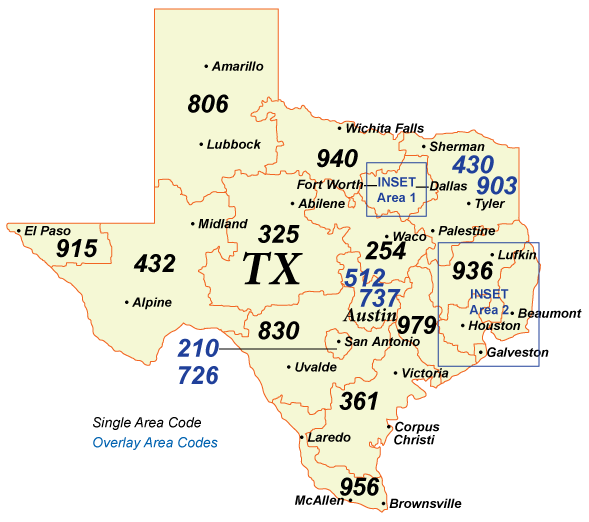 Texas Area Codes Map