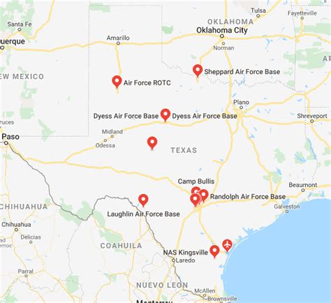 Texas Military Bases Map