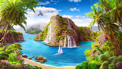 Tropical Paradise Hd Wallpaper Of Ocean And Fantasy Landscapes Tropical Paradise Hd Wallpaper Of Ocean And Fantasy Landscapes