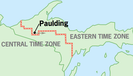 Upper Peninsula Time Zone Map