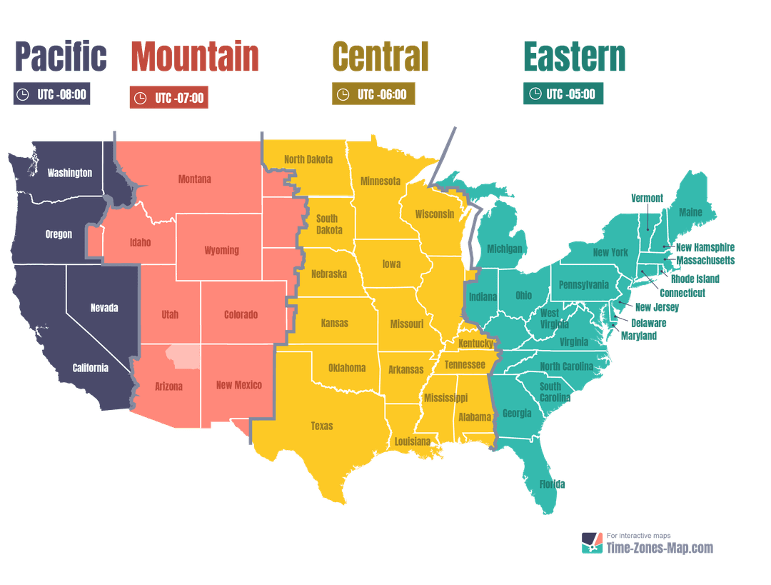 Usa Time Zone Map Ultimate Guide To The 4 Time Zones In Usa Usa Time Zone Map Ultimate Guide To The 4 Time Zones In Usa