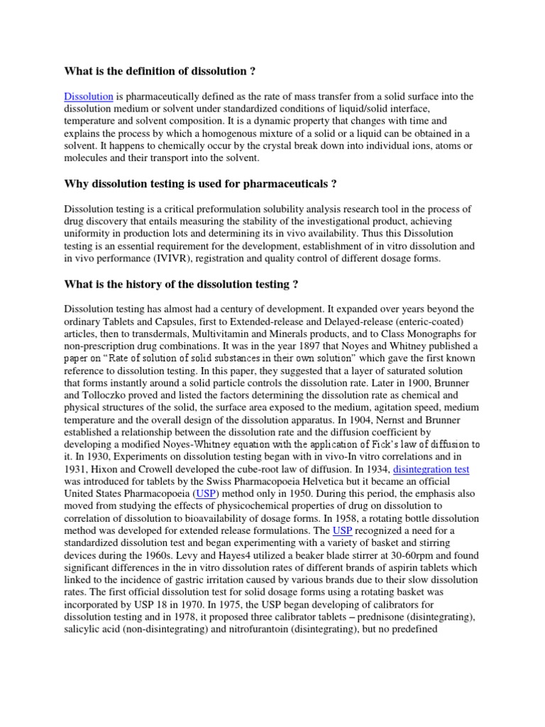 What Is Dissolution Chemistry