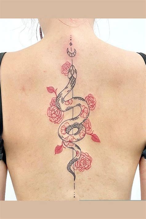 Woman S Back Tattoo Snake Peony Back Tattoo Women Picture Woman S Back Tattoo Snake Peony Back Tattoo Women Picture